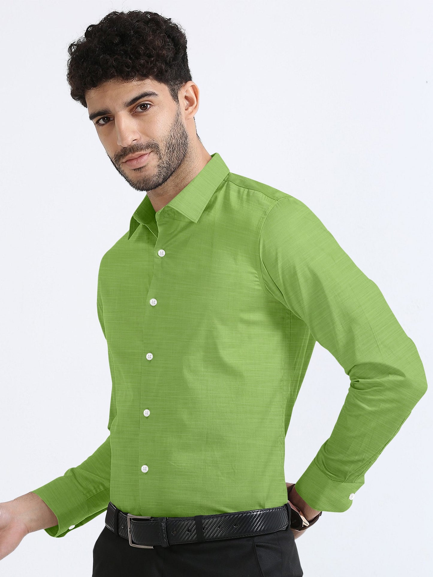 Piquant Green Cotton Linen Shirt