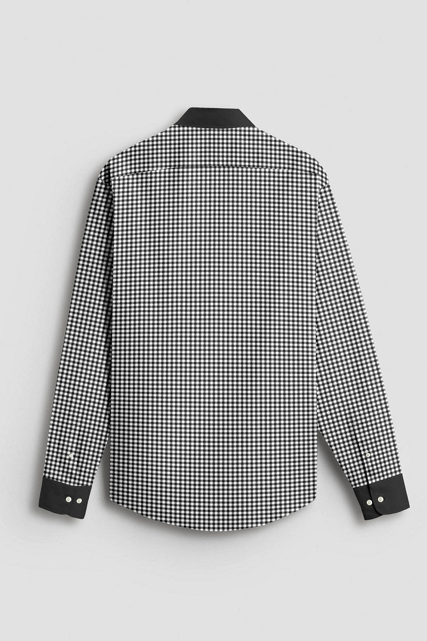 White With Jade Black Gingham Checks Designer Cotton Shirt