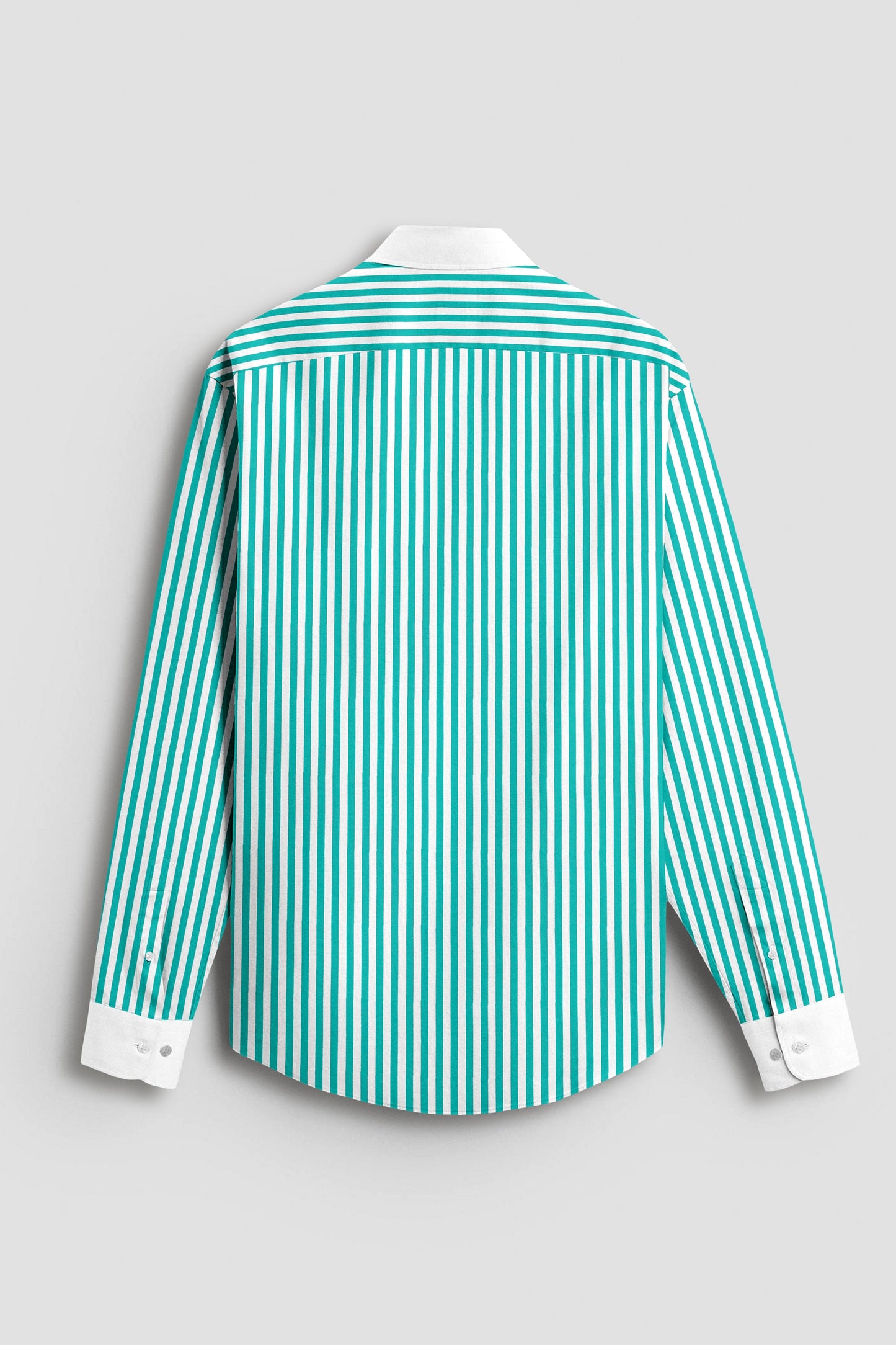 White and Seafoam Green Candy Stripes Designer Cotton Shirt
