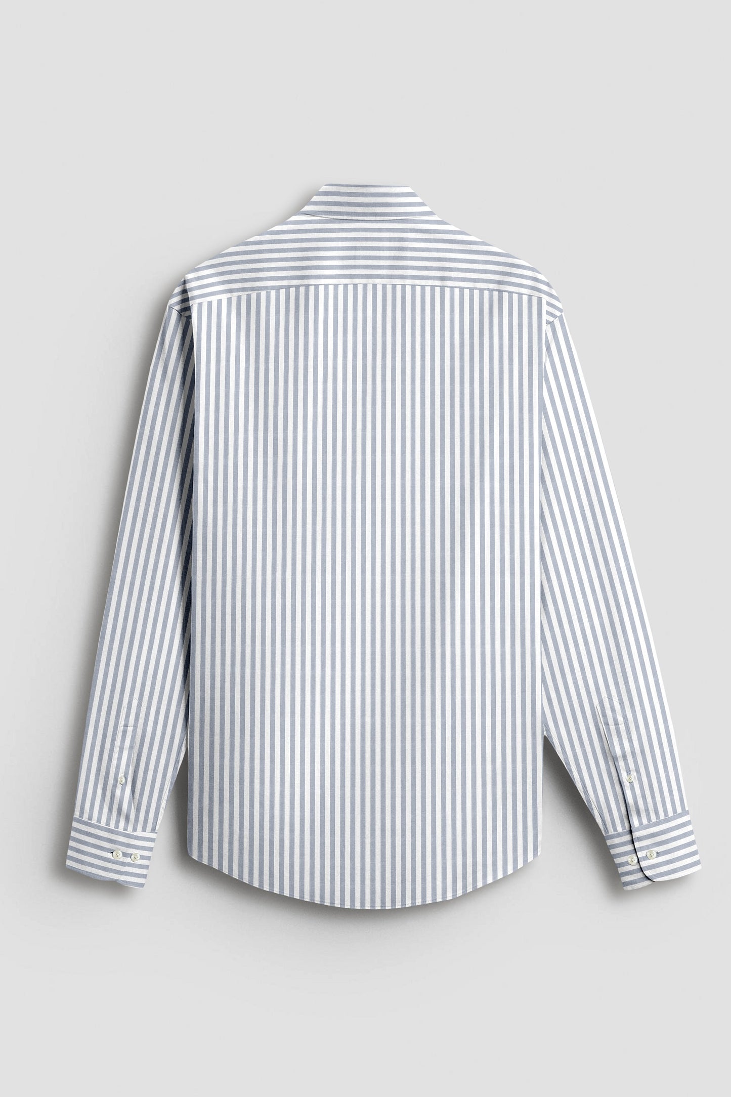 White and Silver Gray Candy Stripes Cotton Shirt
