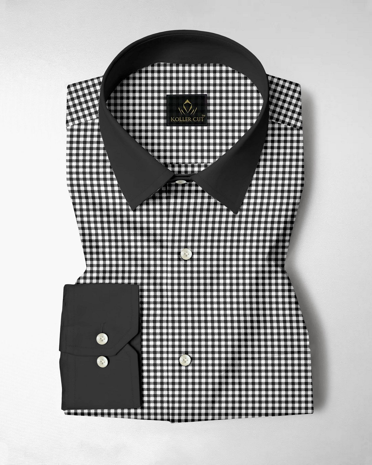 White With Jade Black Gingham Checks Designer Cotton Shirt