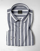 Mirage Gray and White Wide Chalk Stripes Cotton Shirt