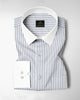 White and Silver Gray Candy Stripes Designer Cotton Shirt