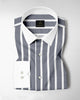 Mirage Gray and White Wide Chalk Stripes Designer Cotton Shirt