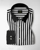White and Jet Black Chalk Stripes Designer Cotton Shirt