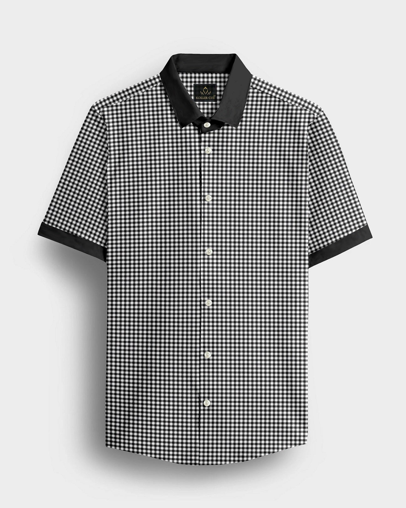 White With Jade Black Gingham Checks Designer Cotton Shirt