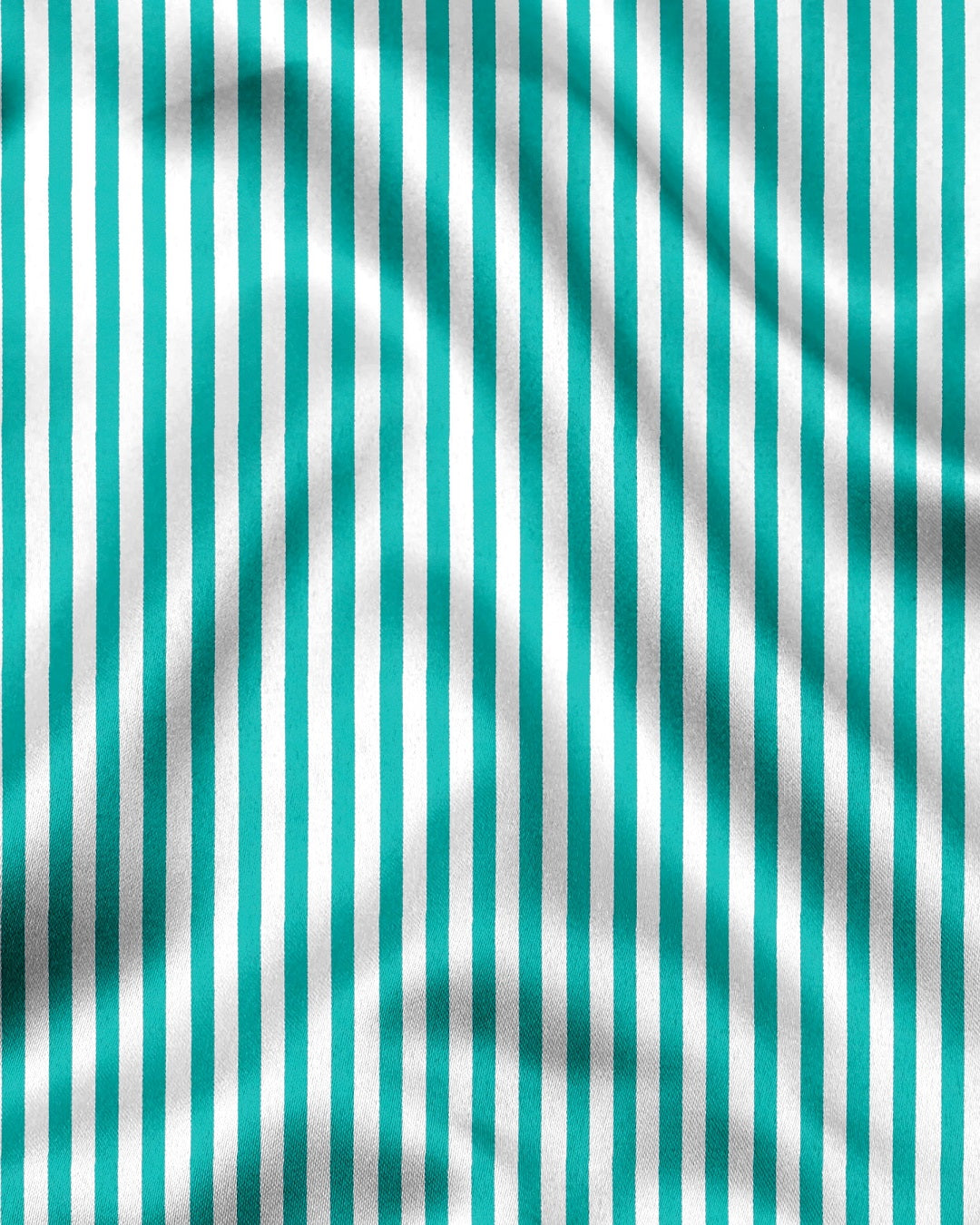 White and Seafoam Green Candy Stripes Designer Cotton Shirt