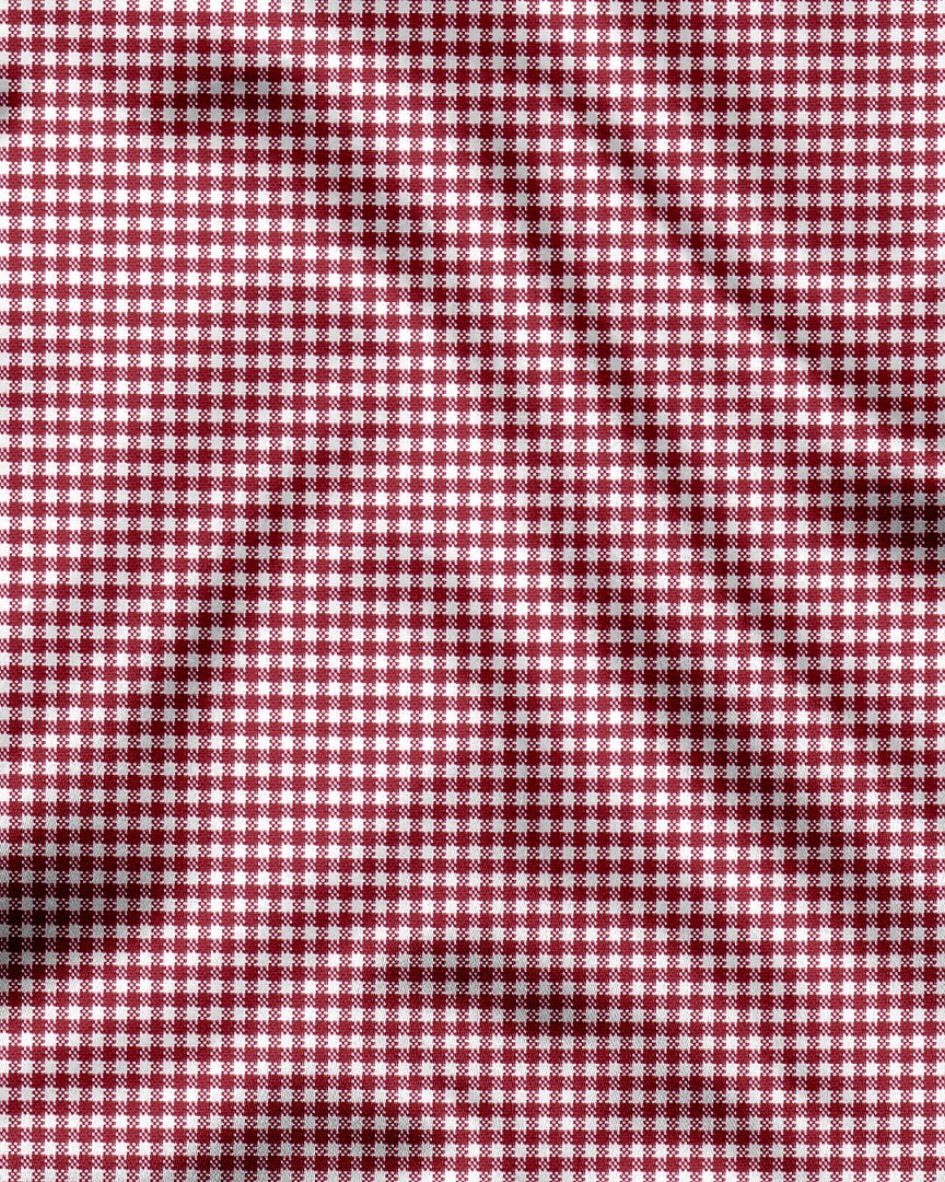 White and Maroon Gingham Checks Cotton Shirt