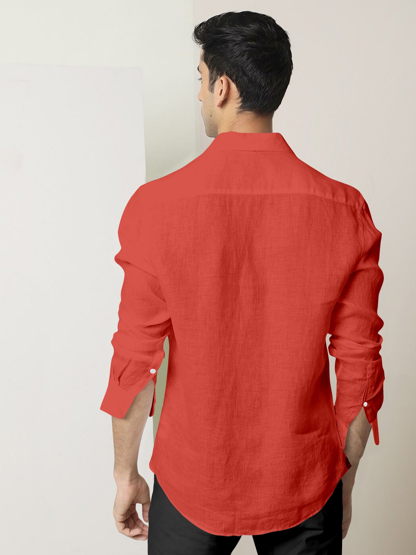 Celosia Orange Cotton Linen Shirt - Linen Plus Size Shirts for Men in Bengaluru