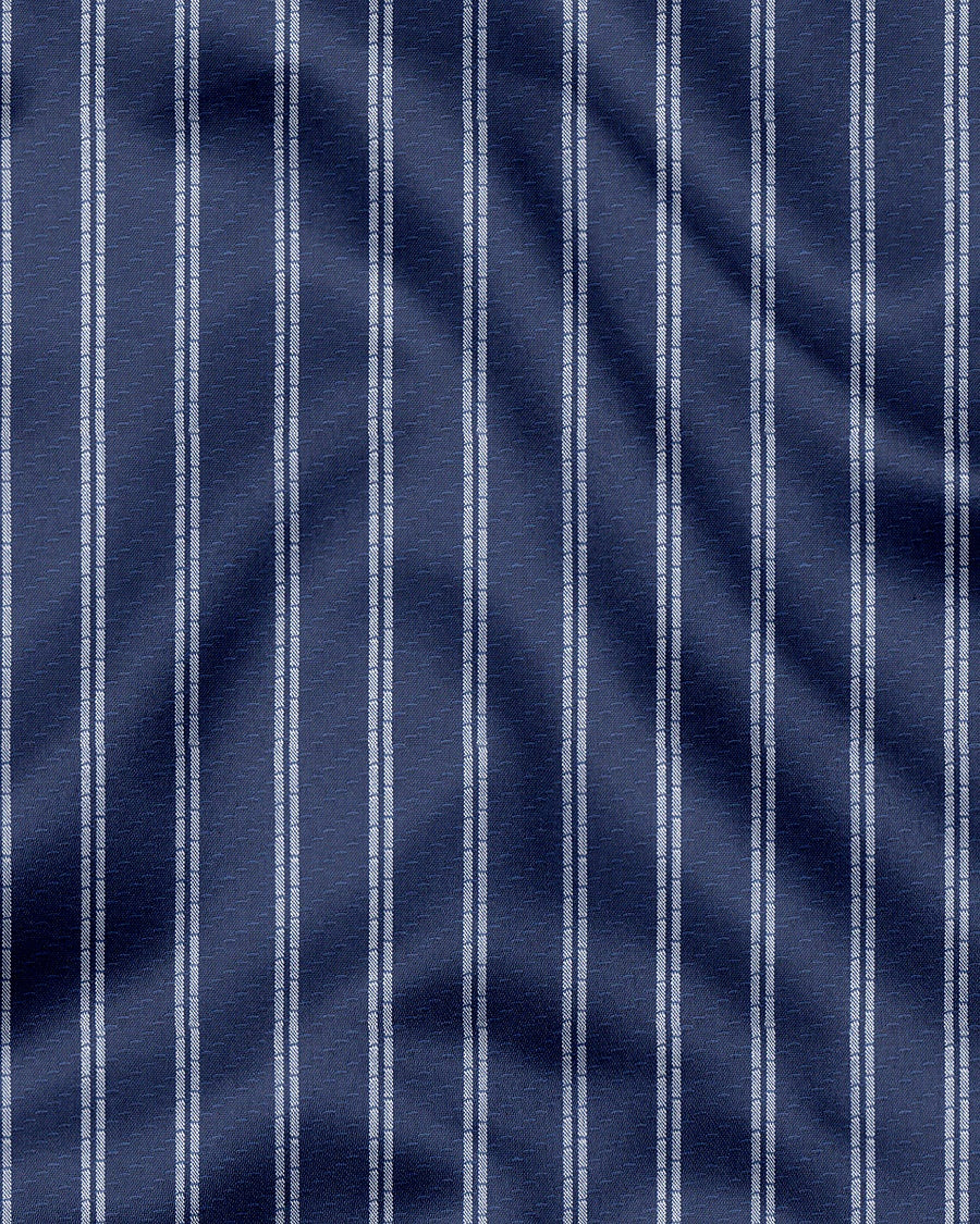 Monaco Blue and White Stripes Cotton Shirt