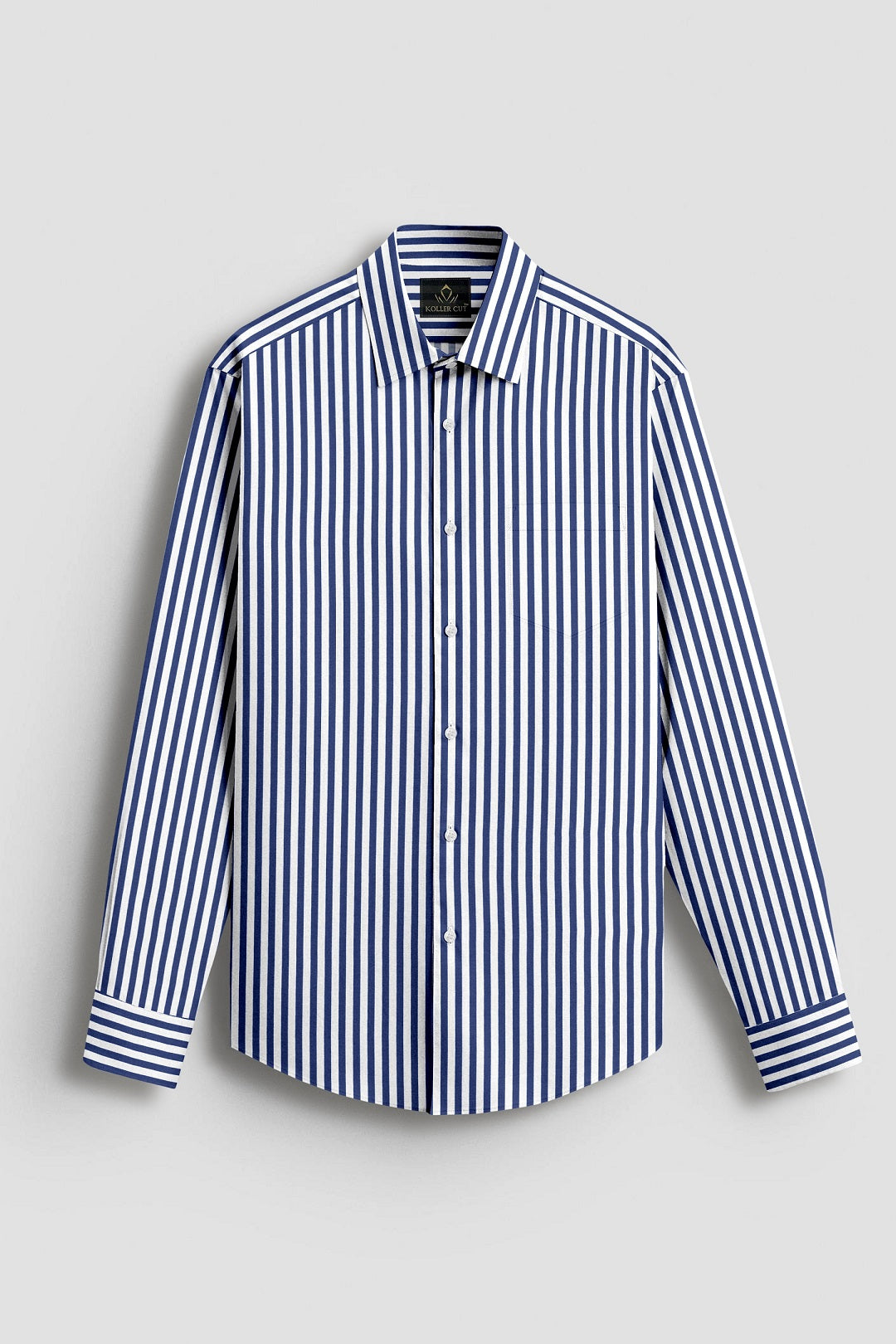 White and Victoria Blue Candy Stripes Cotton Shirt