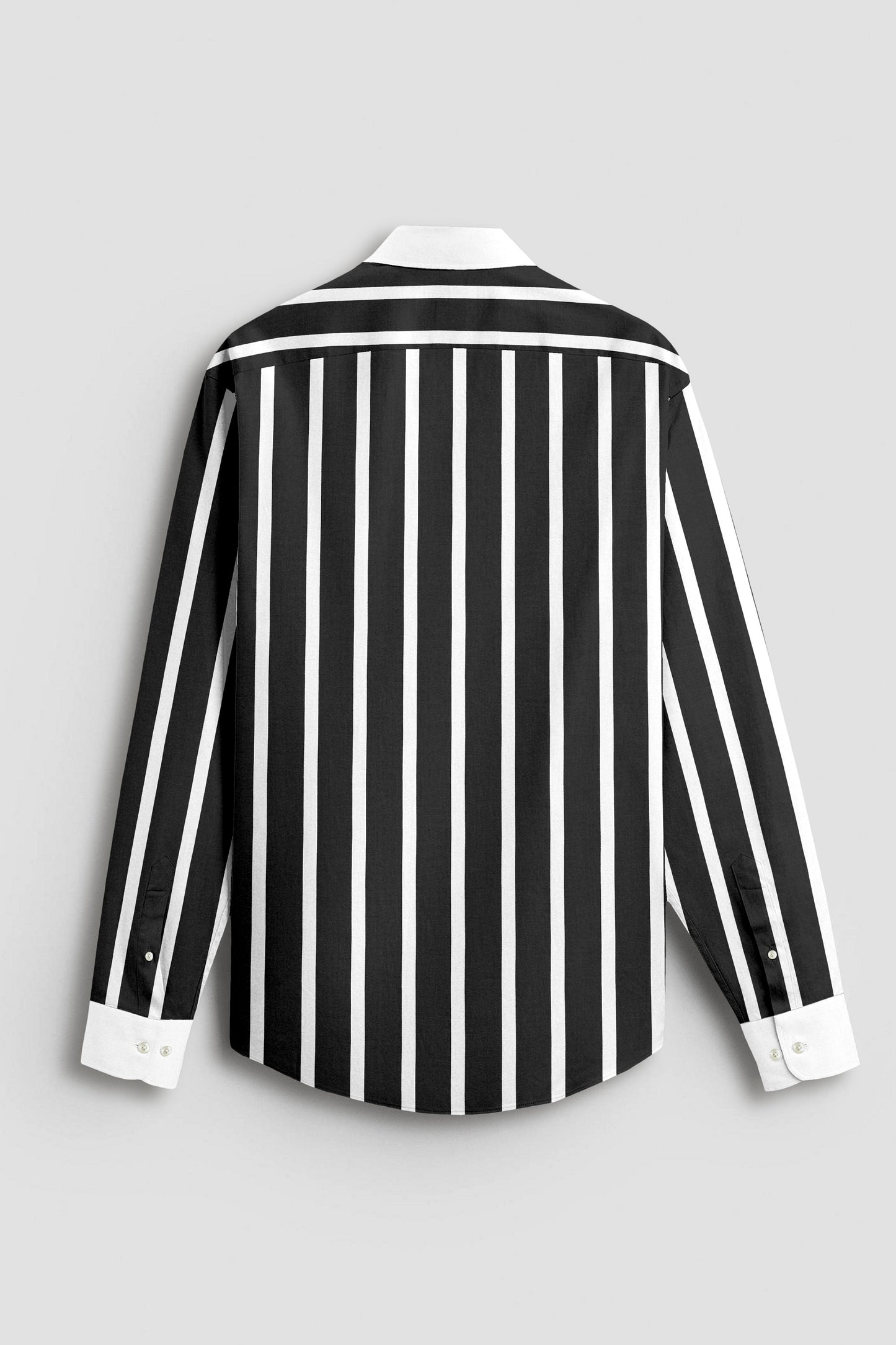 Jade Black and White Wide Chalk Stripes Designer Cotton Shirt