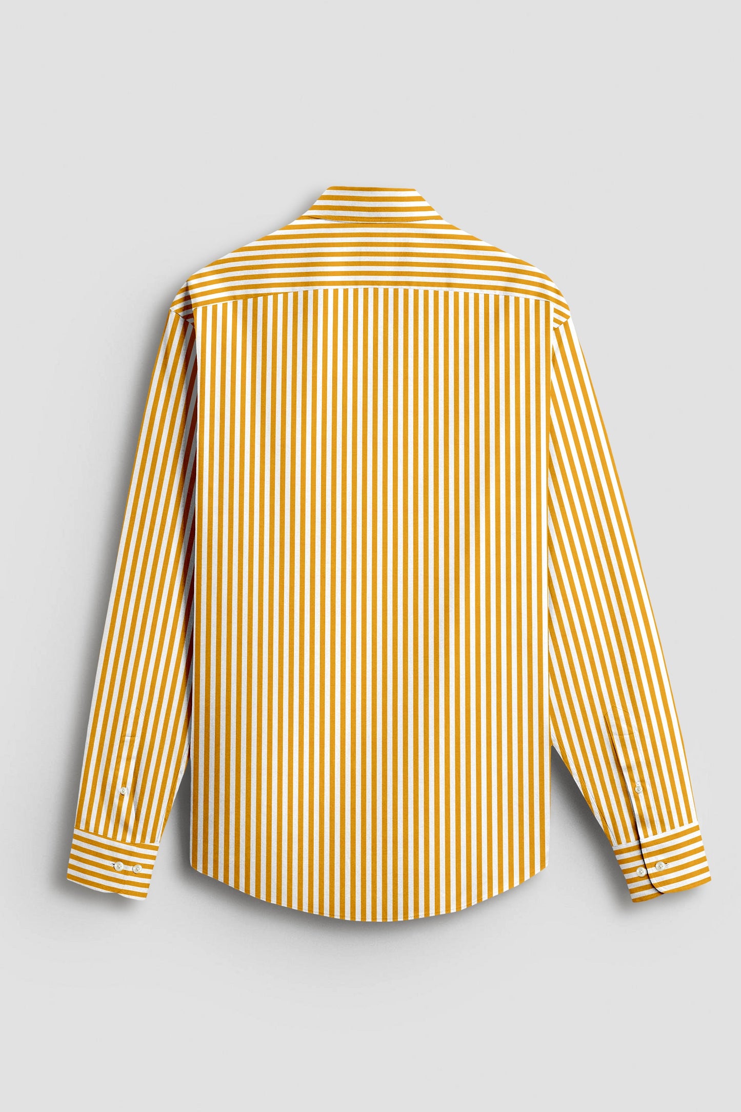 White and Mustard Yellow Candy Stripes Cotton Shirt