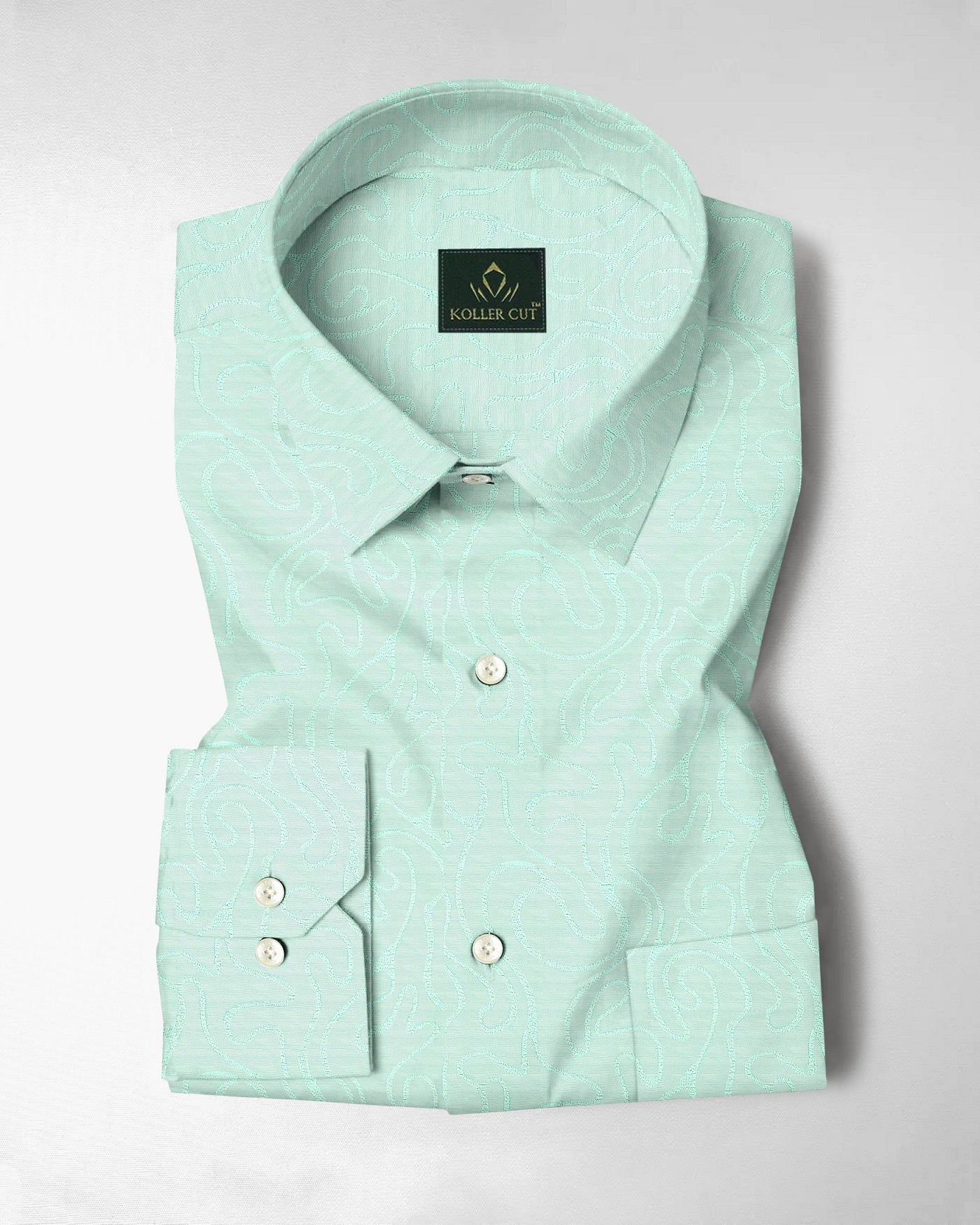 Biscay Green Labyrinth Jacquard Cotton Shirt
