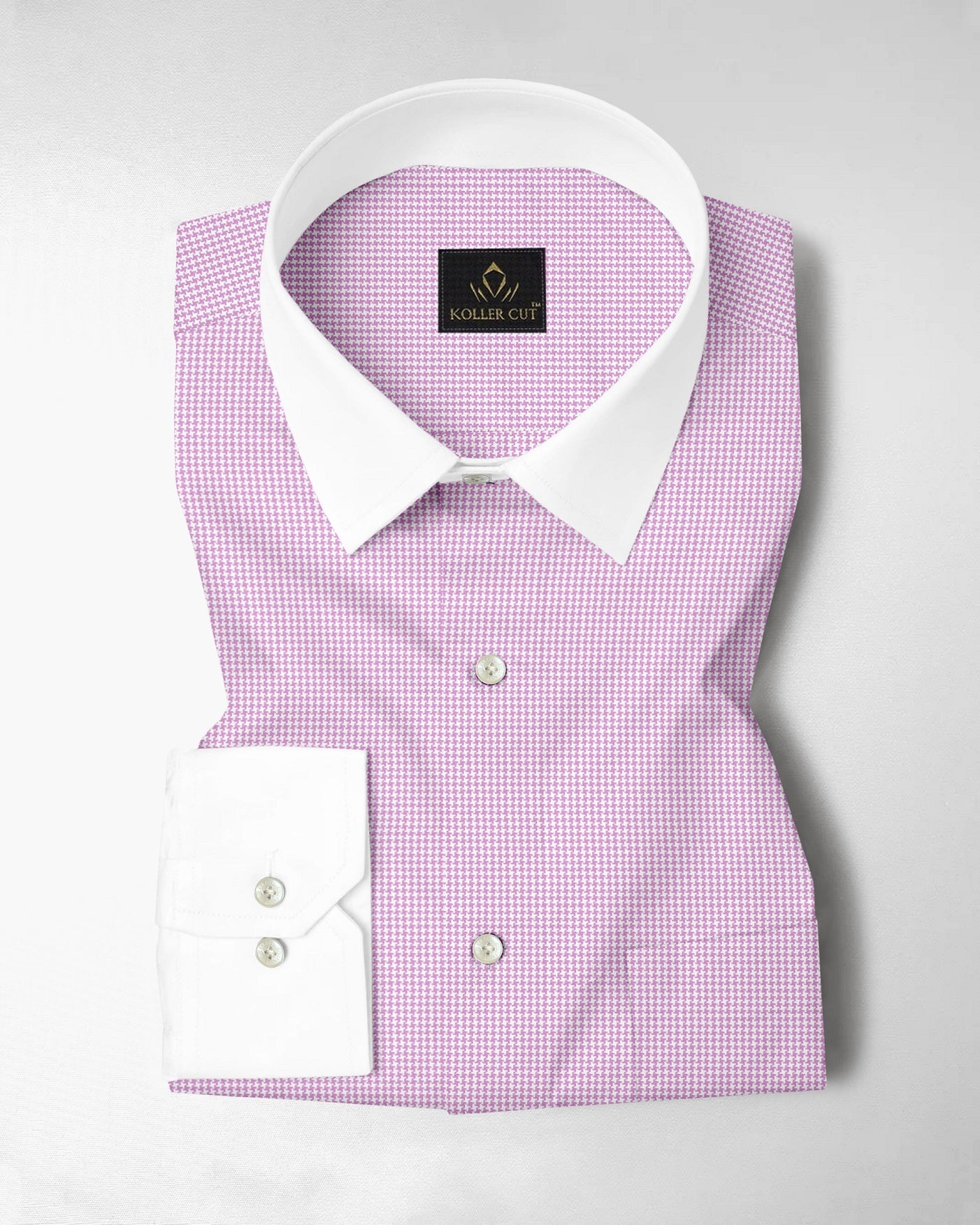 Lavender Pink and White Ninja Shuriken Printed Designer Cotton Shirt