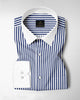 White and Victoria Blue Candy Stripes Designer Cotton Shirt