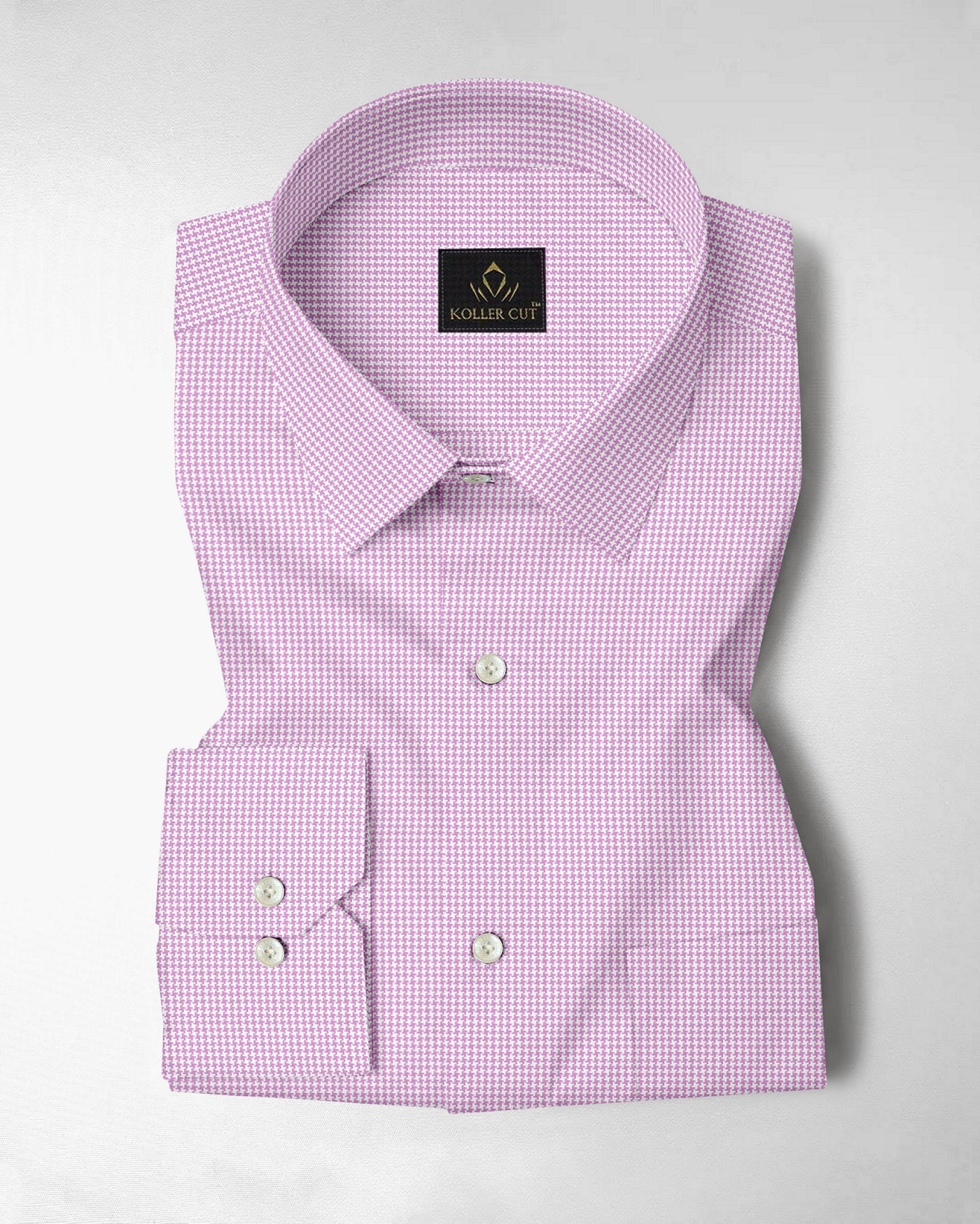 Lavender Pink and White Ninja Shuriken Printed Cotton Shirt