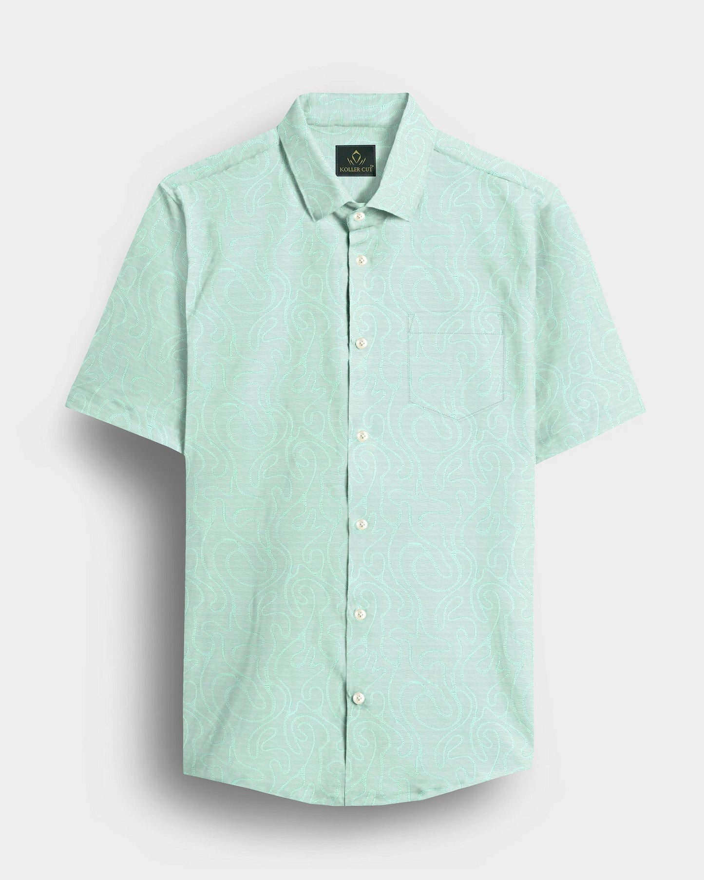 Biscay Green Labyrinth Jacquard Cotton Shirt