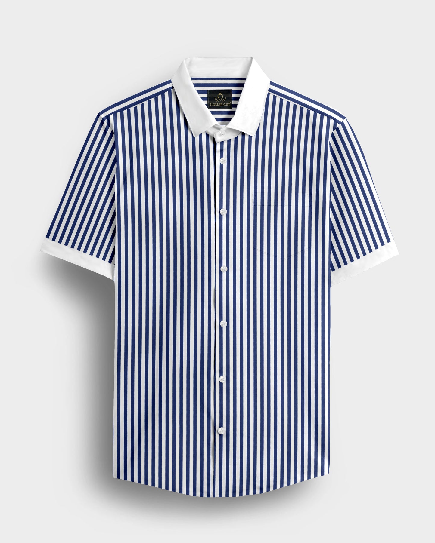 White and Victoria Blue Candy Stripes Designer Cotton Shirt