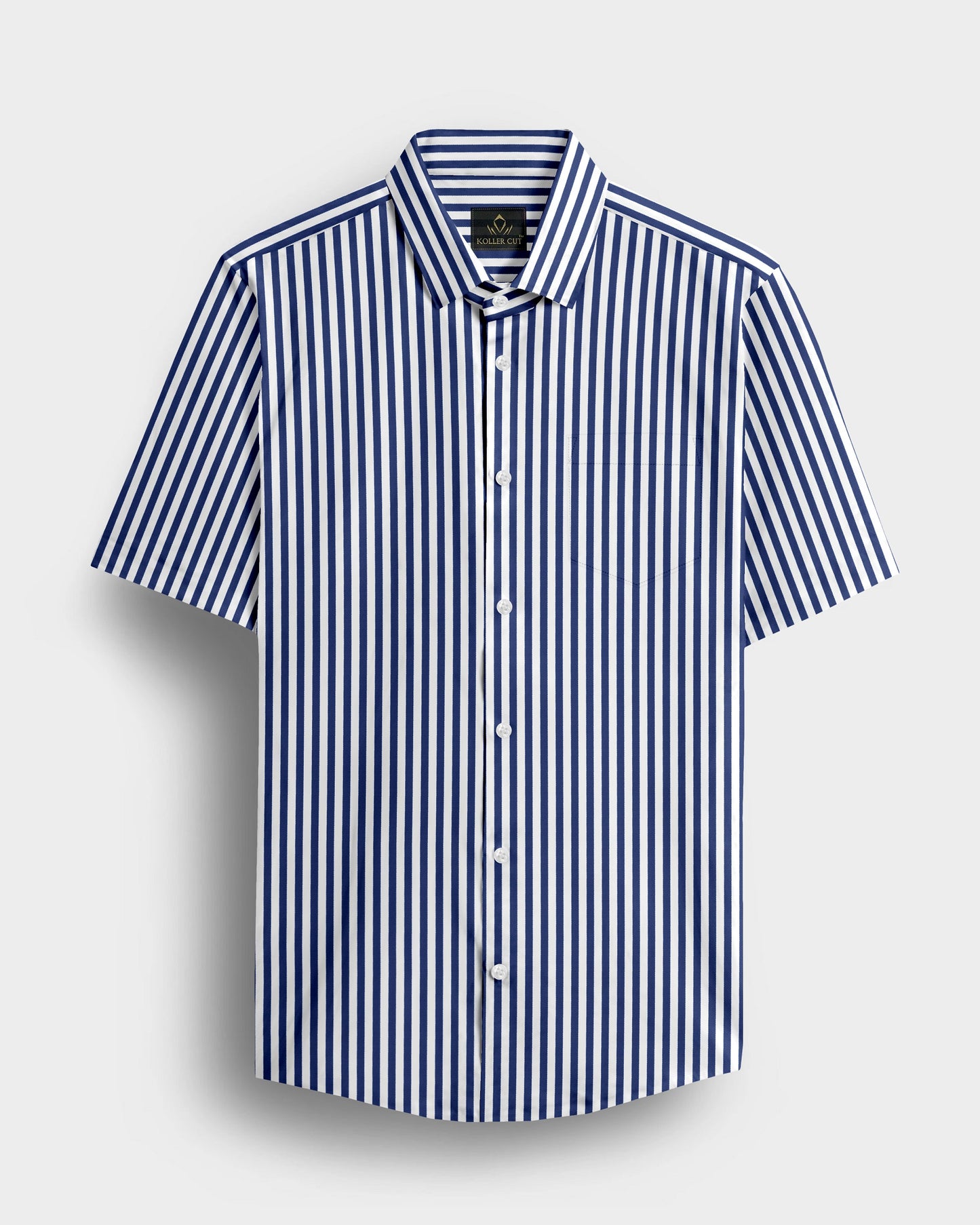 White and Victoria Blue Candy Stripes Cotton Shirt