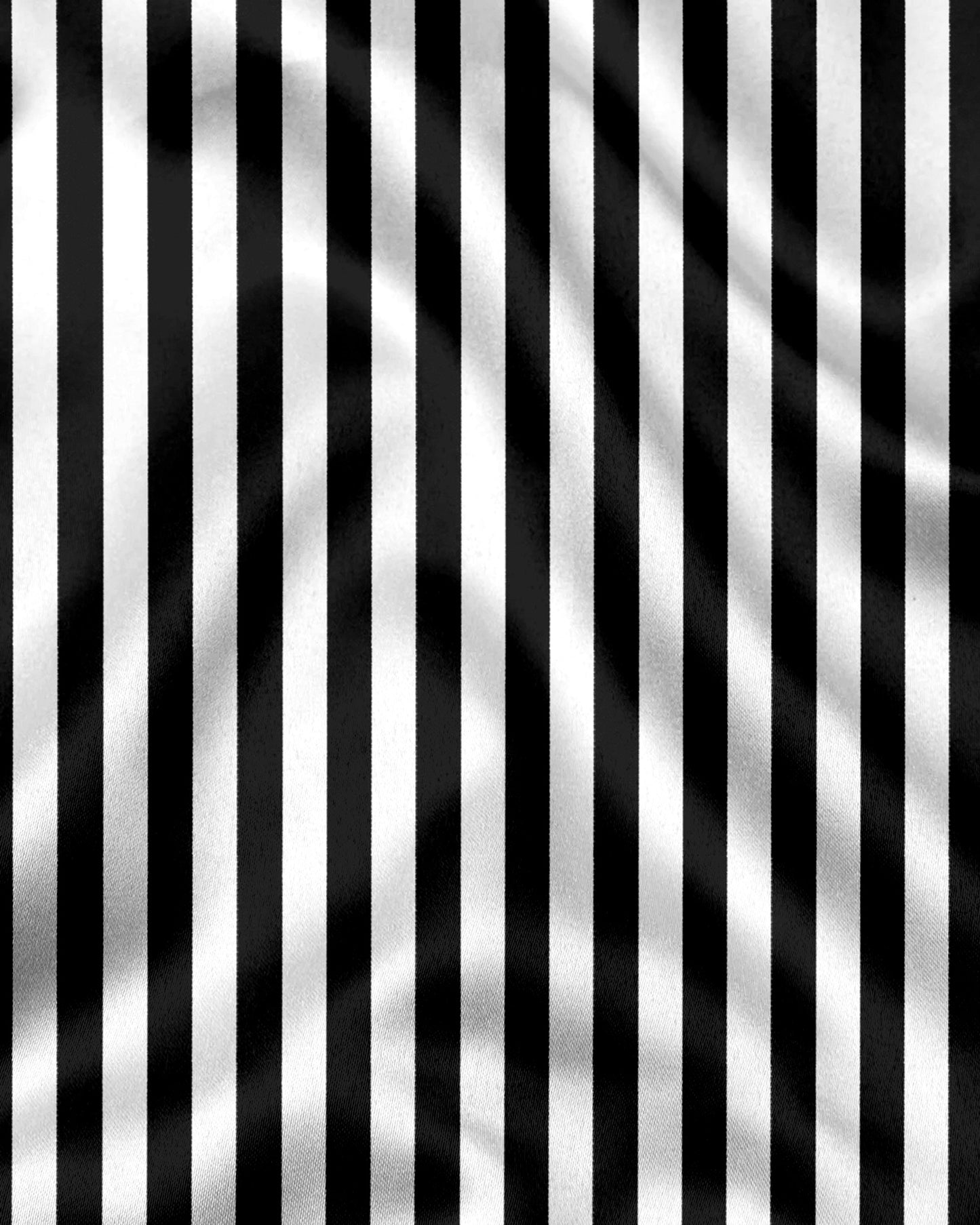 Jet Black and Bright White Chalk Stripes with White Cuff and Collar Designer Cotton Shirt