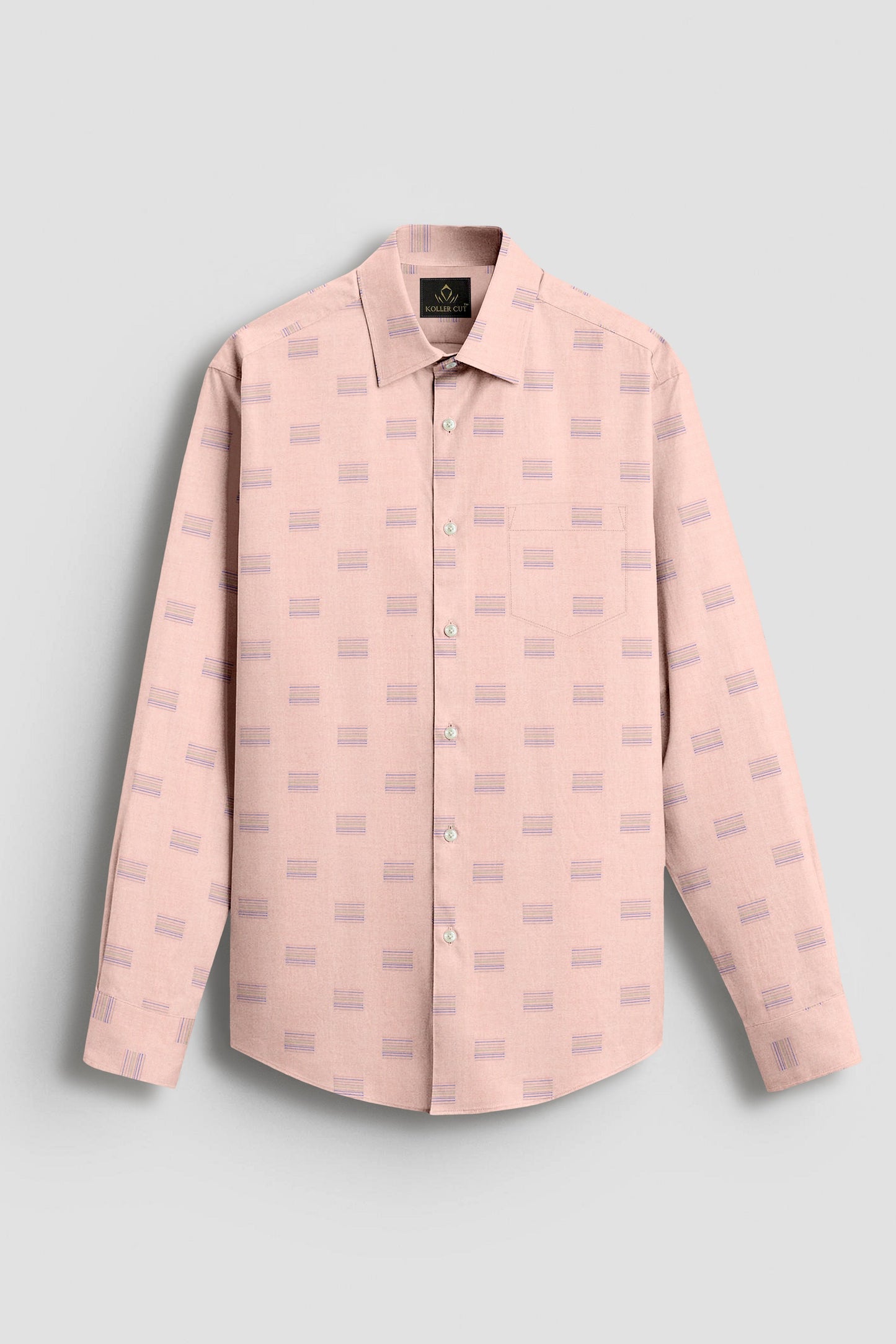 Tawny Peach Multicolored Jacquard Print Premium Egyptian Giza Cotton Shirt