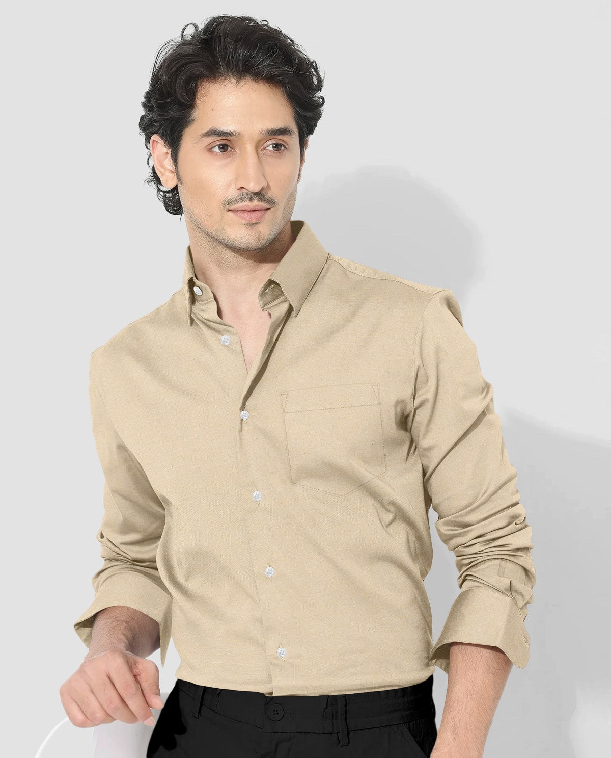 Beige Giza Cotton Shirt
