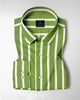 Kiwi Green and White Wide Chalk Stripes Cotton Shirt