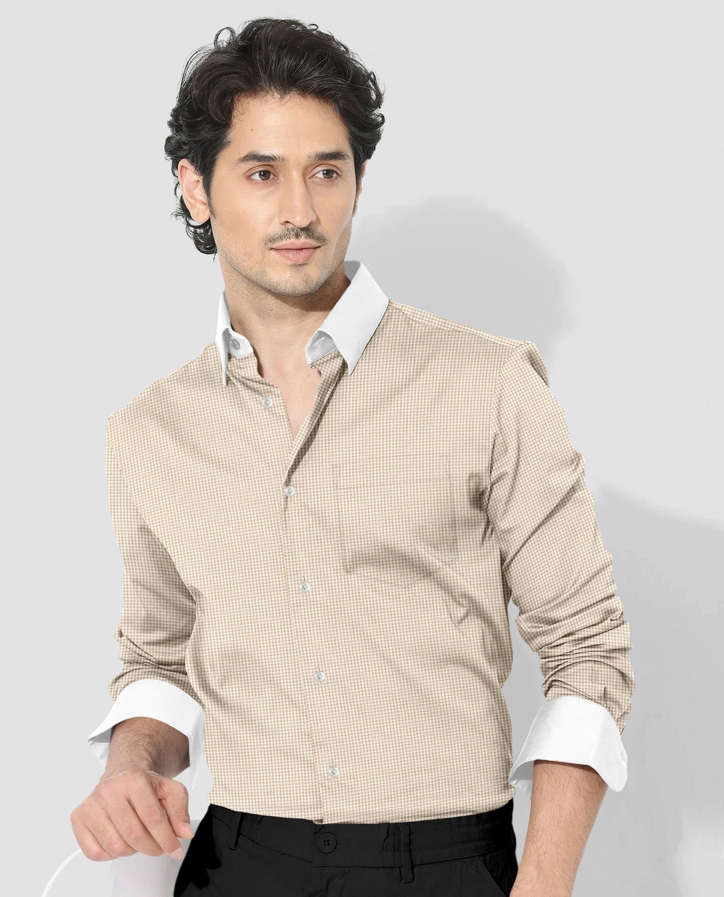 Frappe Brown and White Ninja Shuriken Printed Designer Cotton Shirt