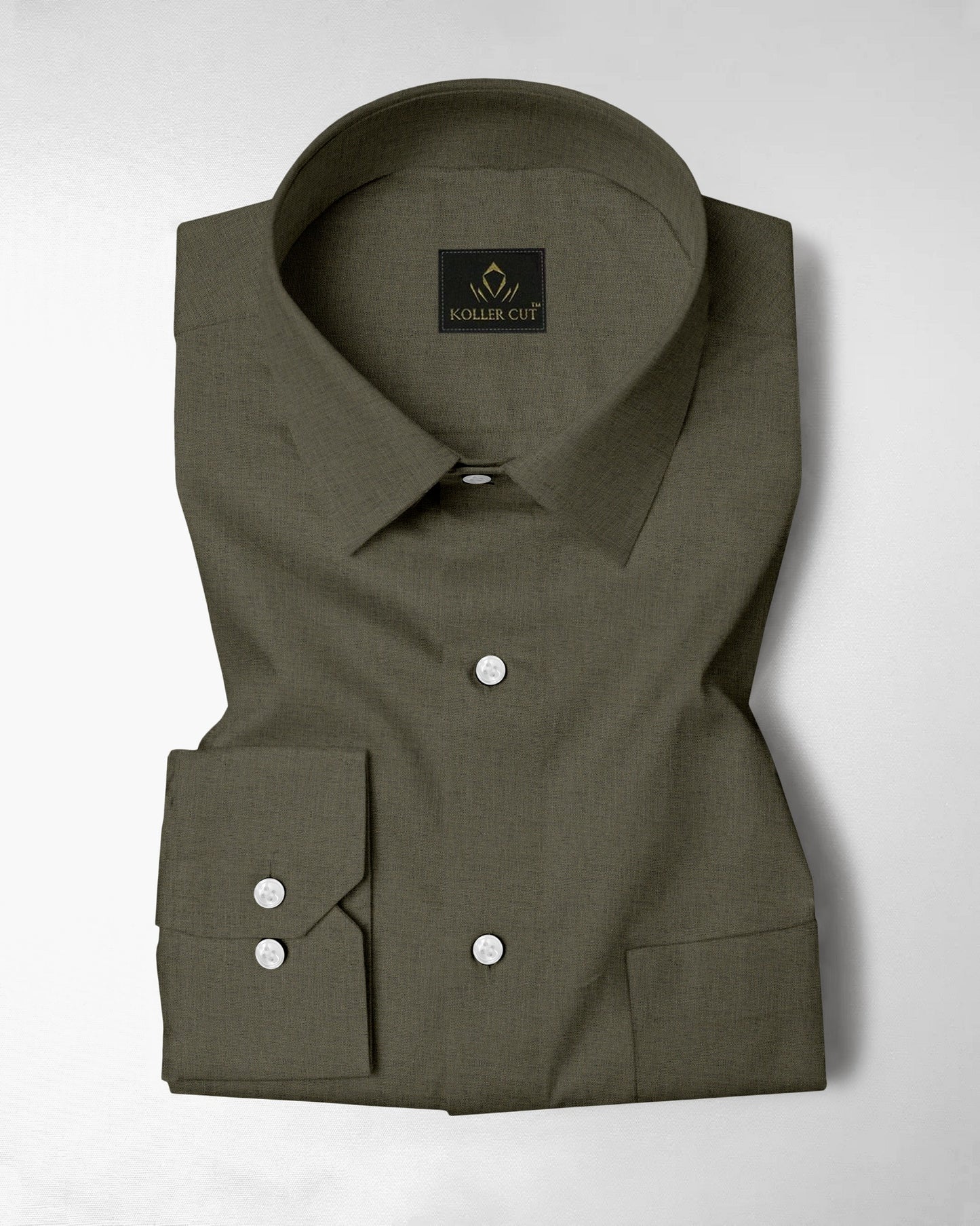 Moss Green Cotton Linen Shirt-Buy Plus size Shirts in India