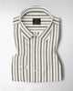 Beige with Cilantro Green and Titanium Gray Multitrack Stripes Cotton Linen Shirt