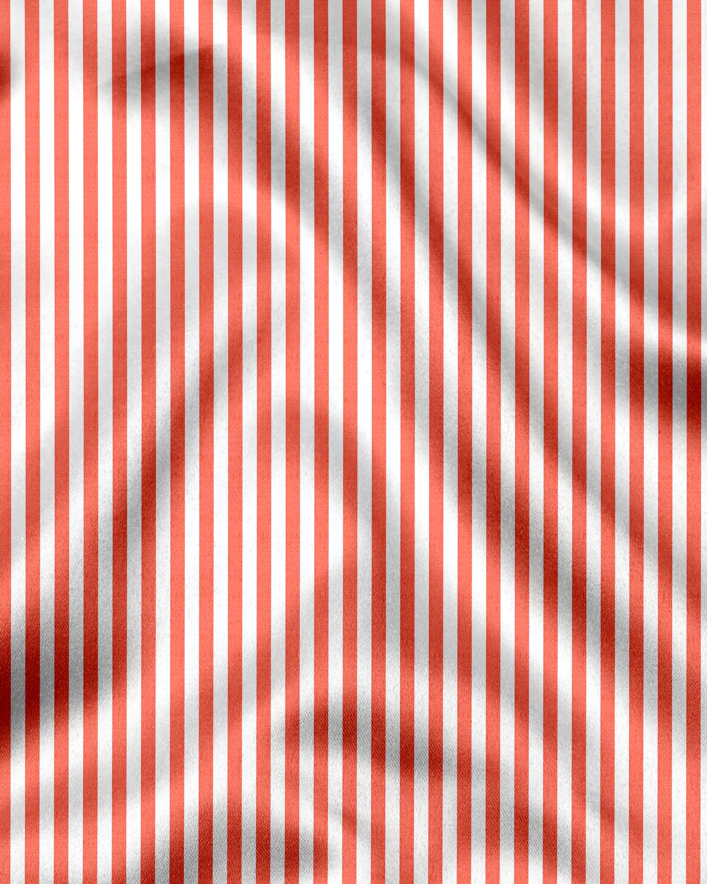 White and Celosia Orange Candy Stripes Cotton Shirt