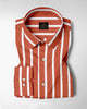 Celosia Orange and White Wide Chalk Stripes Cotton Shirt