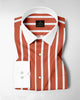 Celosia Orange and White Wide Chalk Stripes Designer Cotton Shirt