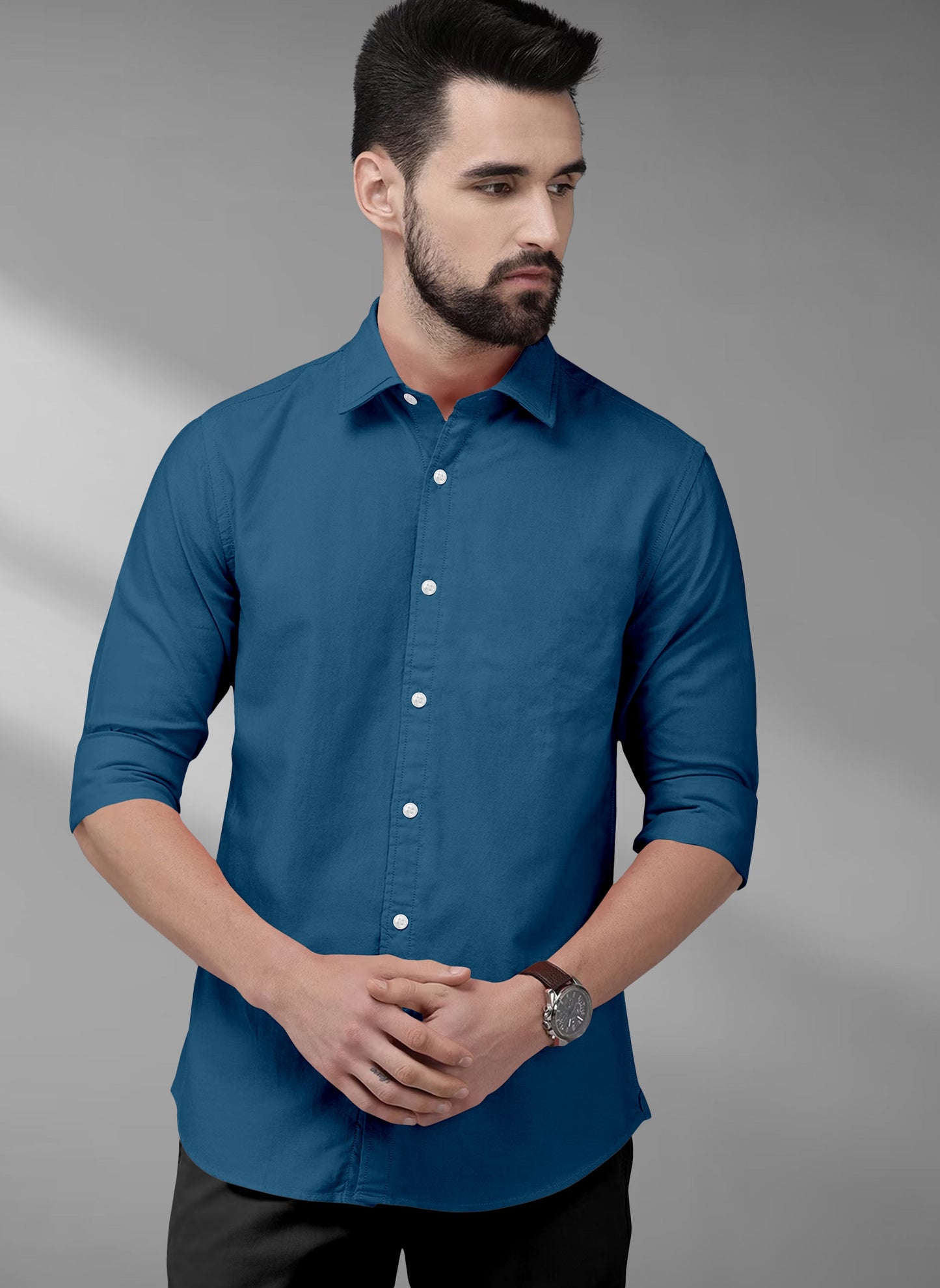Sapphire Blue Giza Cotton Shirt - Custom Shirts Near Me Delhi