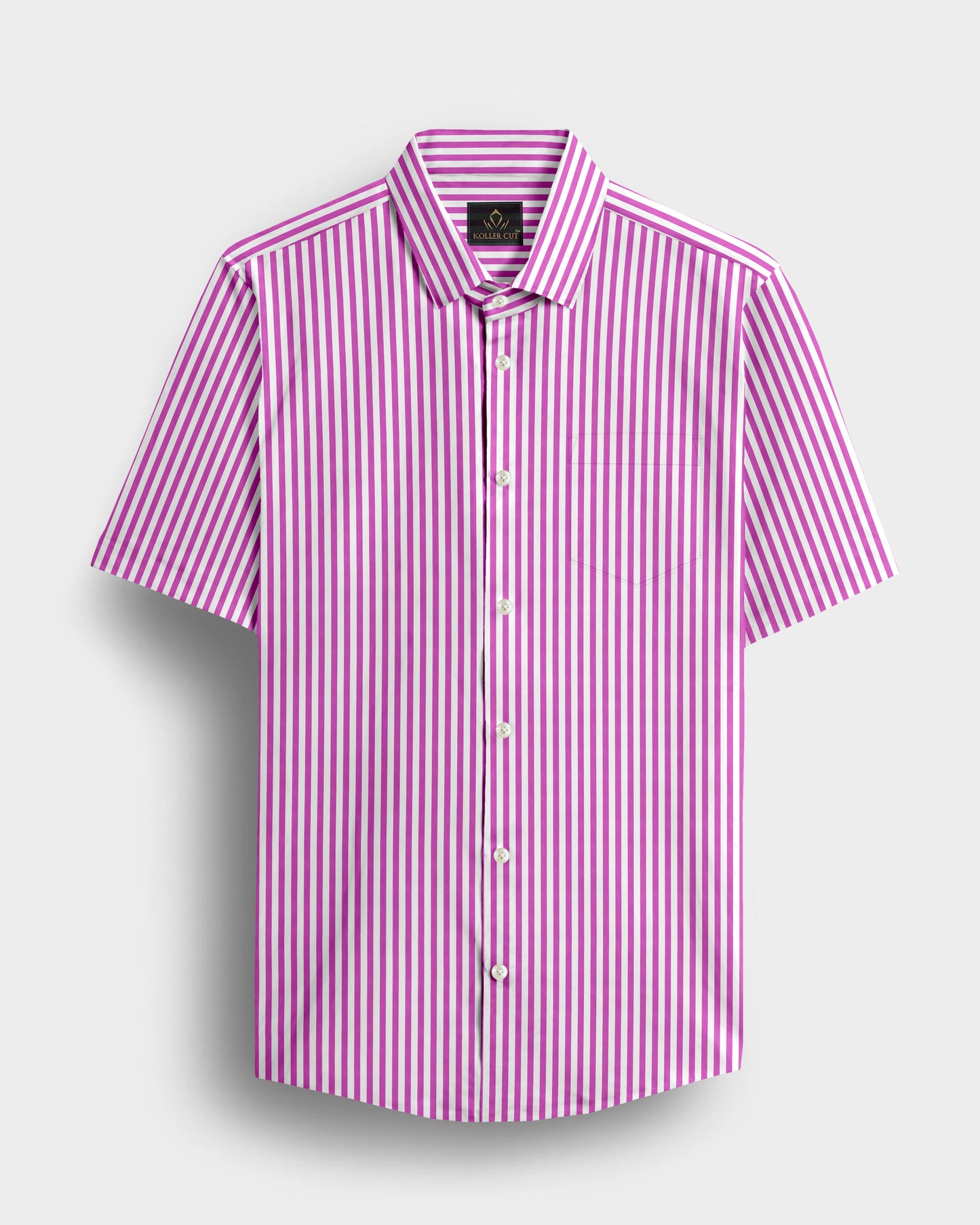 White and Tillandsia Purple Candy Stripes Cotton Shirt