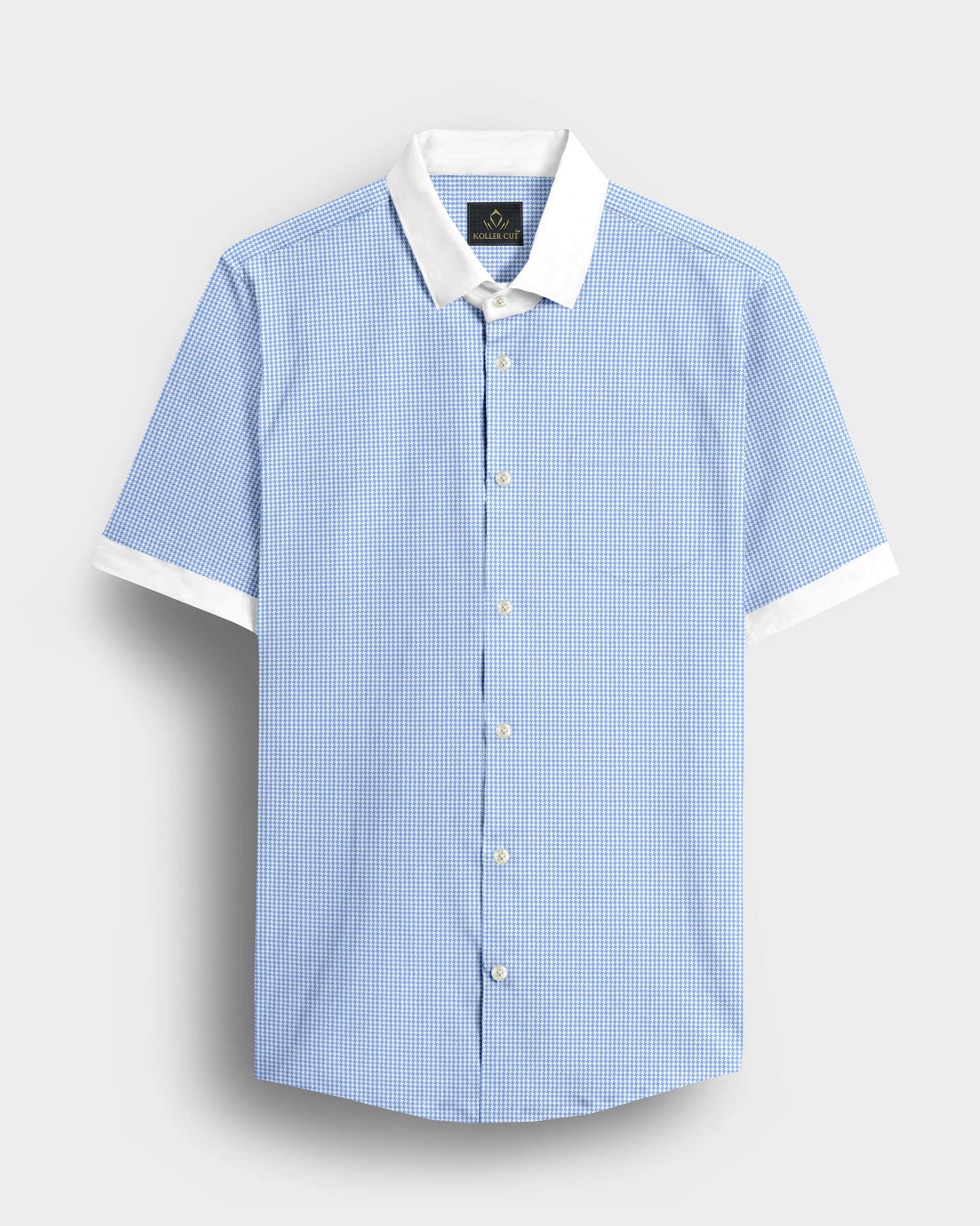 Carolina Blue and Ninja Shuriken Printed Designer Cotton Shirt