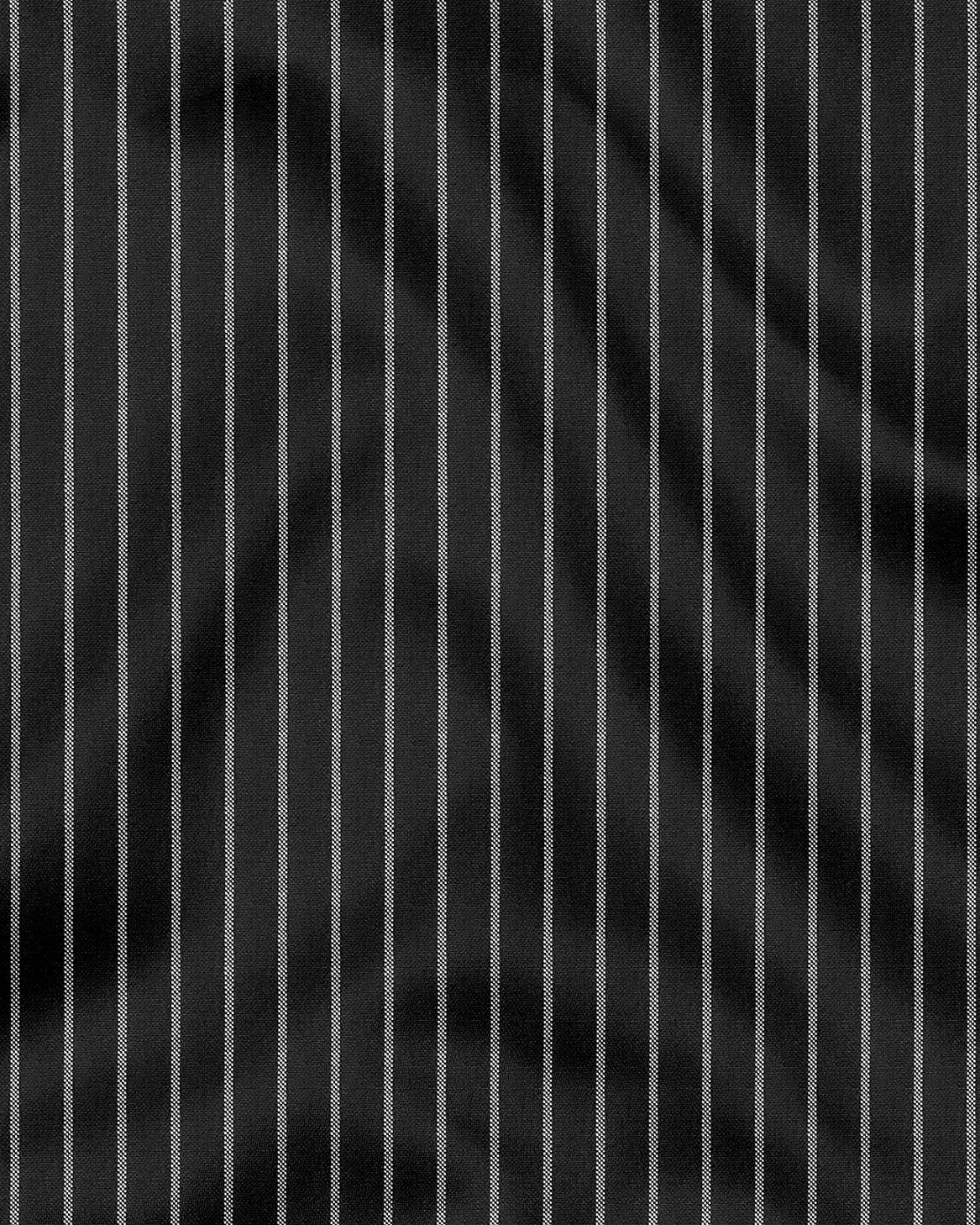 Ebony Black and Snow White Stripes Designer Oxford Cotton Shirt