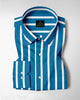 Bondi Blue and White Wide Chalk Stripes Cotton Shirt