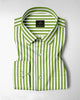 White and Kiwi Green Chalk Stripes Cotton Shirt