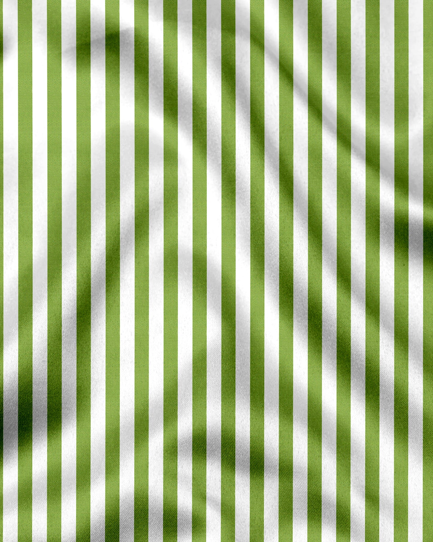 White and Kiwi Green Chalk Stripes Cotton Shirt