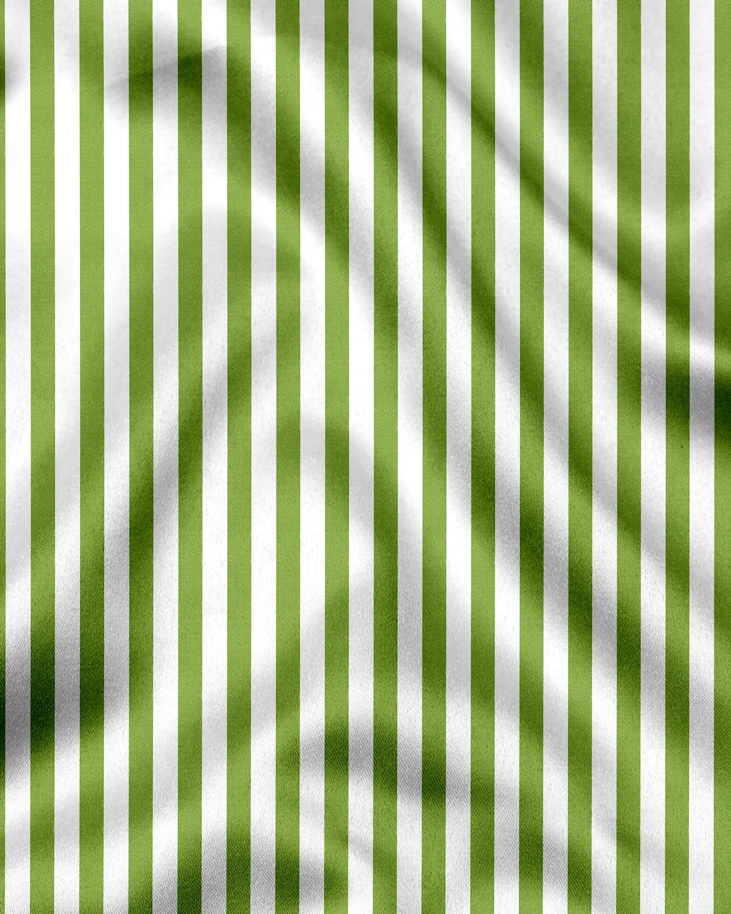 White and Kiwi Green Chalk Stripes Cotton Shirt