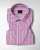 White and Grape Purple Chalk Stripes Cotton Shirt