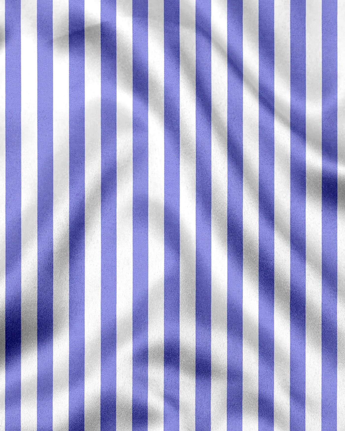 Iolite Blue and White Awning Stripes Designer Cotton Shirt