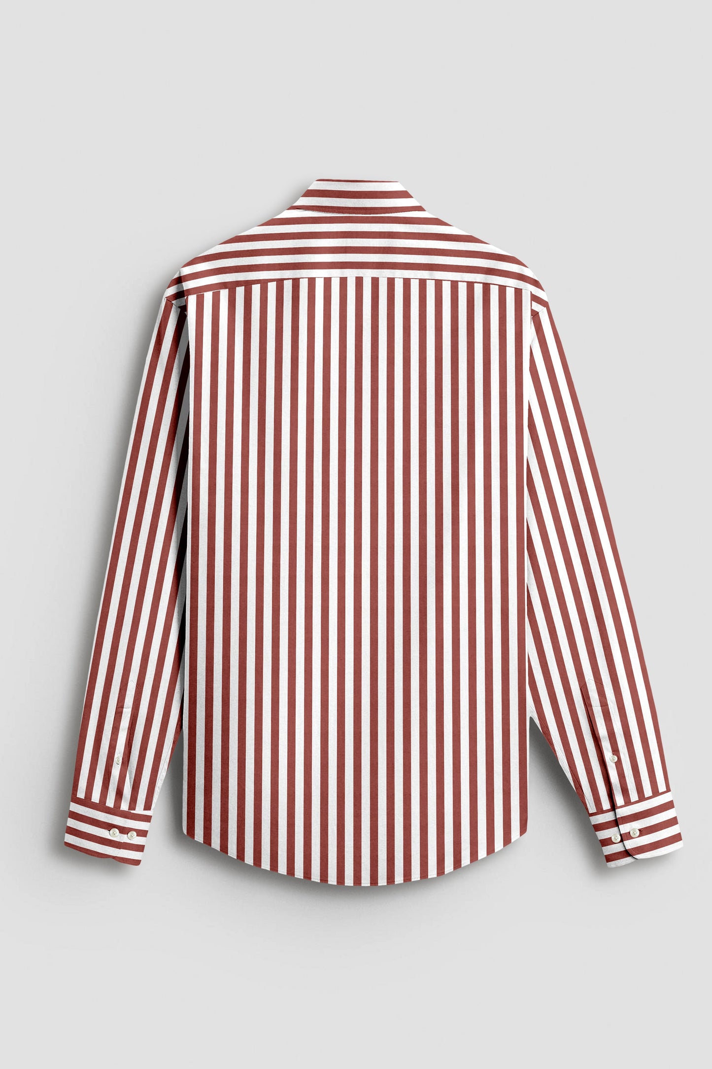 White and Russet Brown Chalk Stripes Cotton Shirt