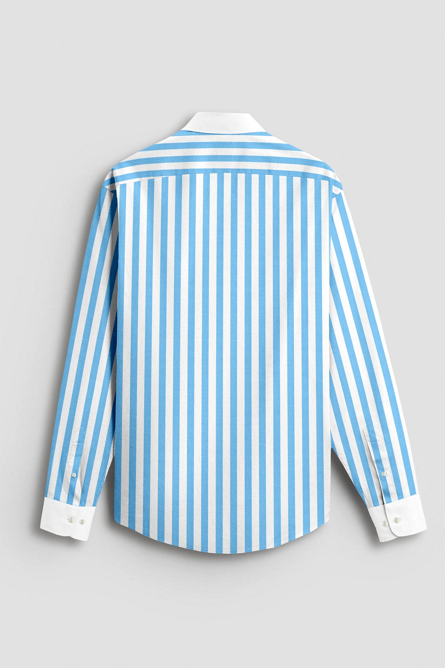 Cloisonne Blue and White Awning Stripes Designer Cotton Shirt