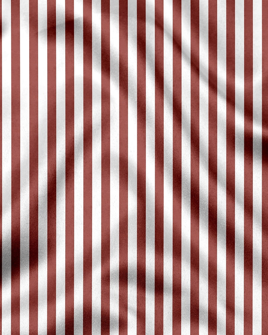 White and Russet Brown Chalk Stripes Designer Cotton Shirt