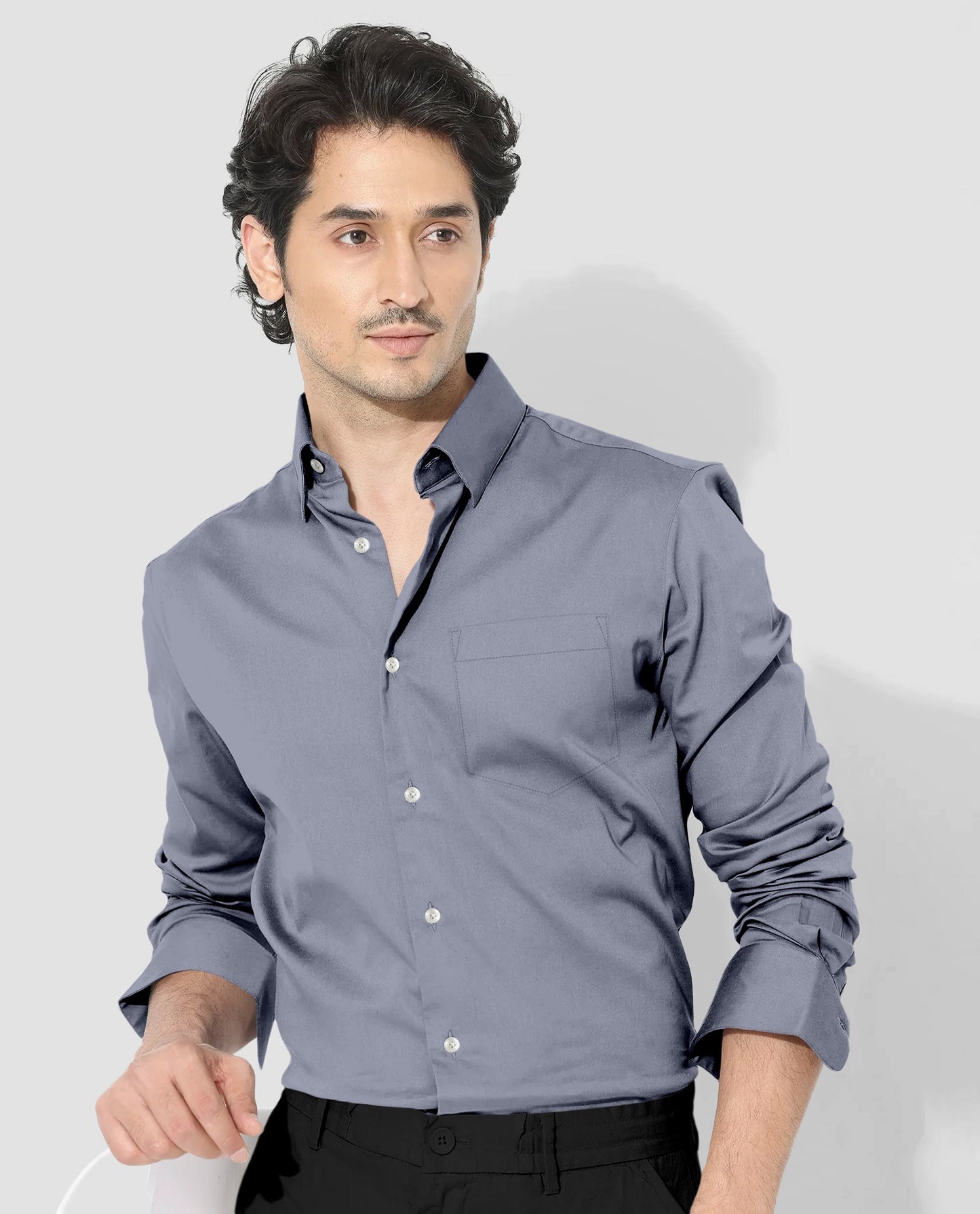 Gray Giza Cotton Shirt