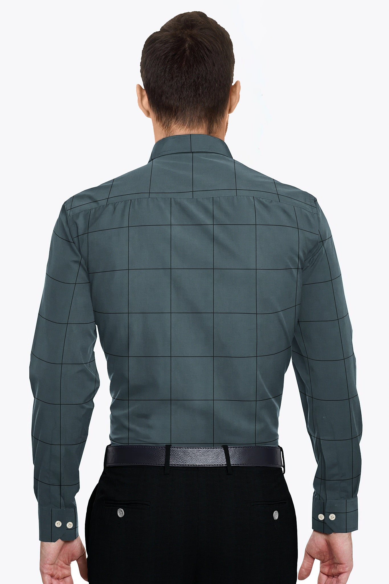 Spruce Blue and Black Checks Cotton Shirt