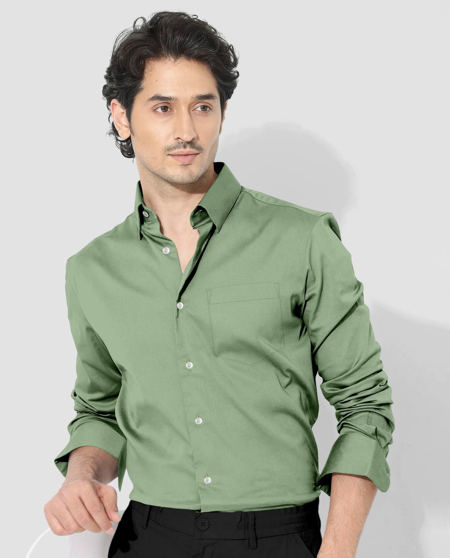 Mantle Green Giza Cotton Shirt